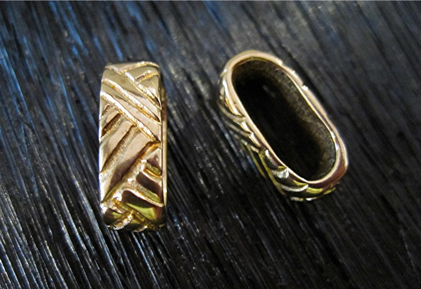 Artisan Gold Bronze Basket Weave Jewelry Links and Connectors (set of 2) (N)