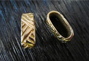 Artisan Gold Bronze Basket Weave Jewelry Links and Connectors (set of 2) (N)