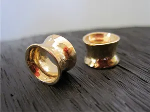 Artisan Hammered Concave Gold Bronze Bead and Slider (one bead) (N)