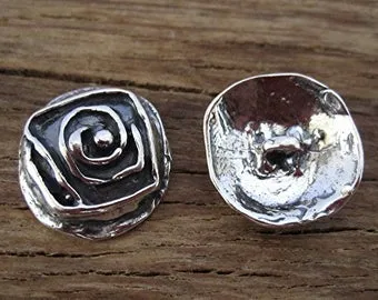 Artisan Maze and Spiral Design Sterling Silver Button and Clasp (ONE button)