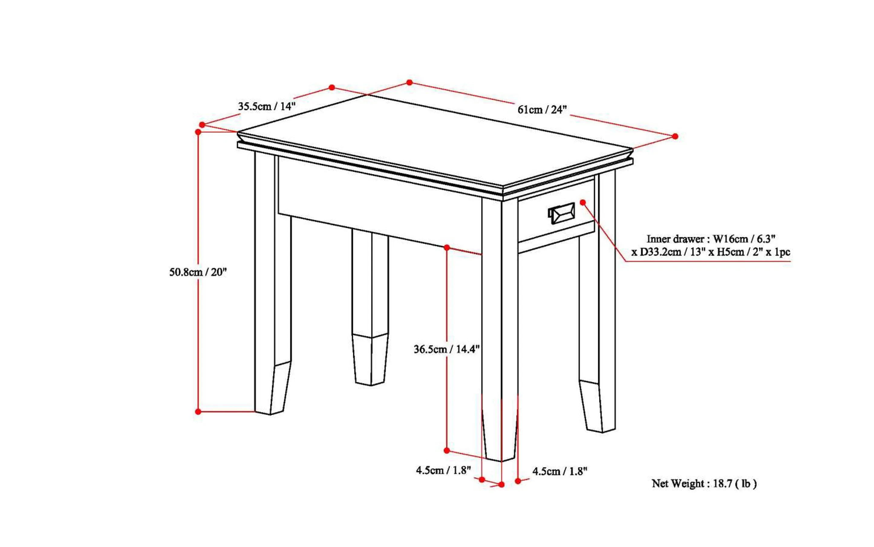 Artisan Narrow End Table