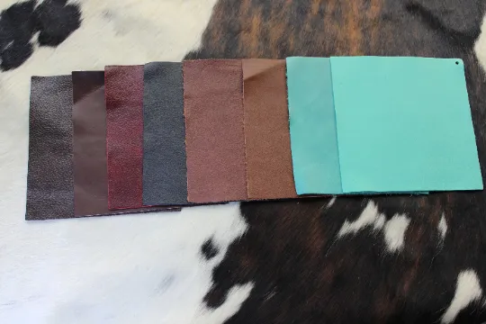 Assorted Cowhide Leather Pre Cut Pieces | 12"x12" & 11"x9" inch Precuts Sheets for Crafts