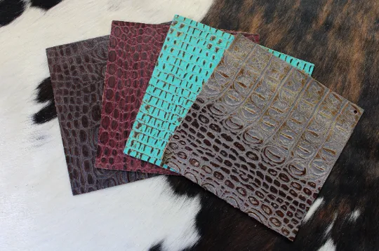 Assorted Cowhide Leather Pre Cut Pieces | 12"x12" & 11"x9" inch Precuts Sheets for Crafts