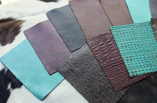 Assorted Cowhide Leather Pre Cut Pieces | 12"x12" & 11"x9" inch Precuts Sheets for Crafts