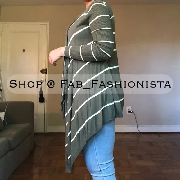 Asymmetrical Striped cardigan sweater