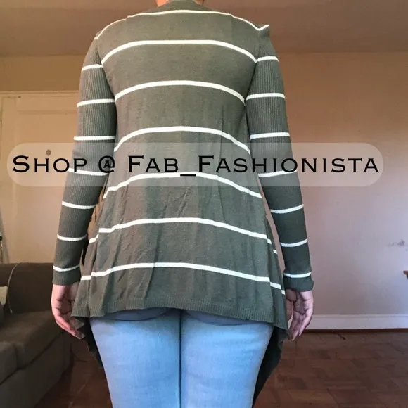 Asymmetrical Striped cardigan sweater