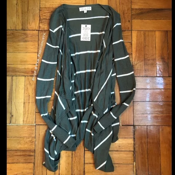 Asymmetrical Striped cardigan sweater