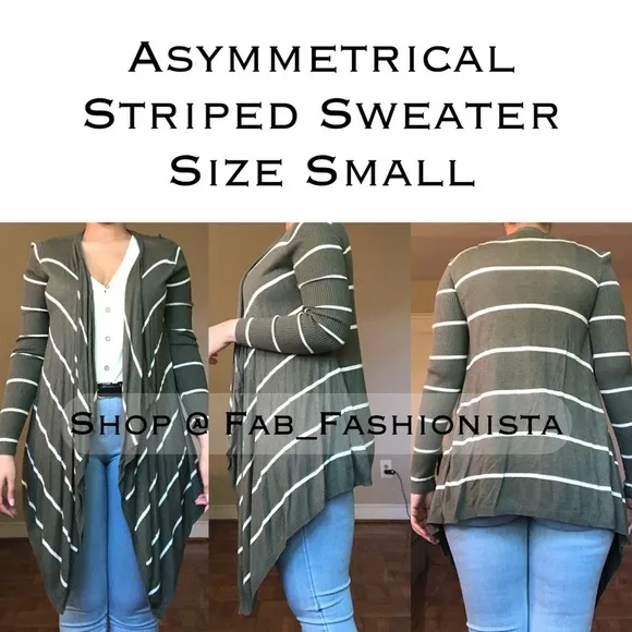 Asymmetrical Striped cardigan sweater