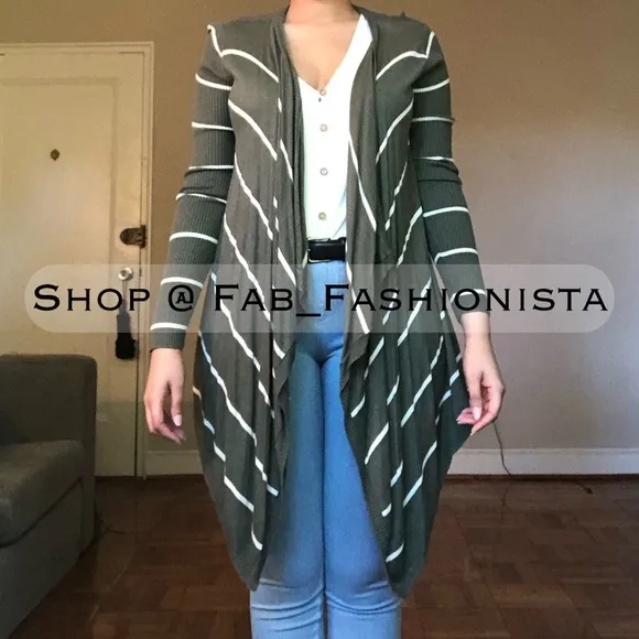 Asymmetrical Striped cardigan sweater