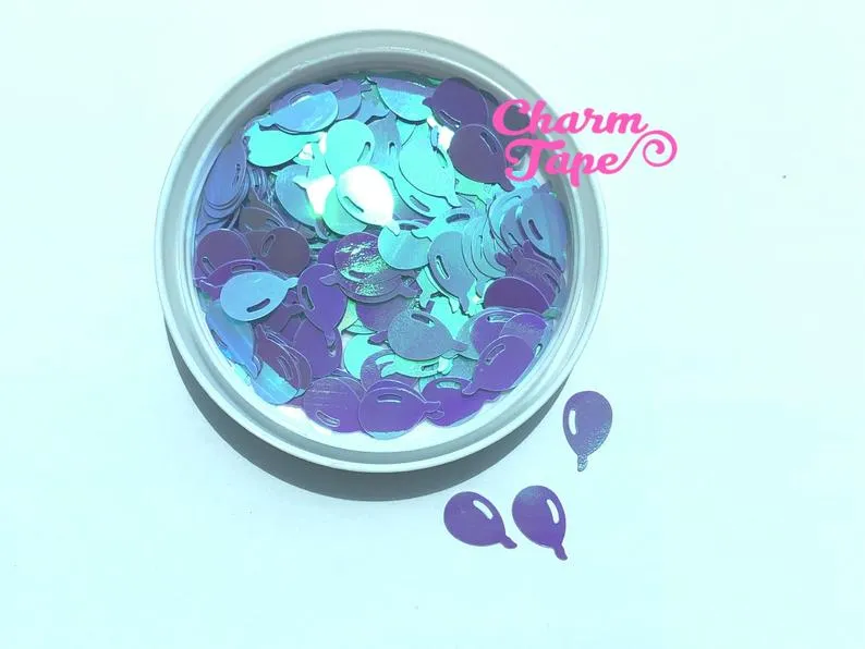 Baby Shower Balloons Loose glitters Confetti 12mm Party Decor UV resin, Iridescent Glitter Balloon cut out
