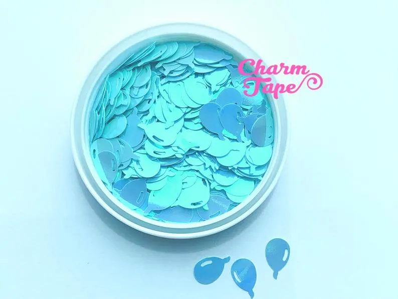 Baby Shower Balloons Loose glitters Confetti 12mm Party Decor UV resin, Iridescent Glitter Balloon cut out