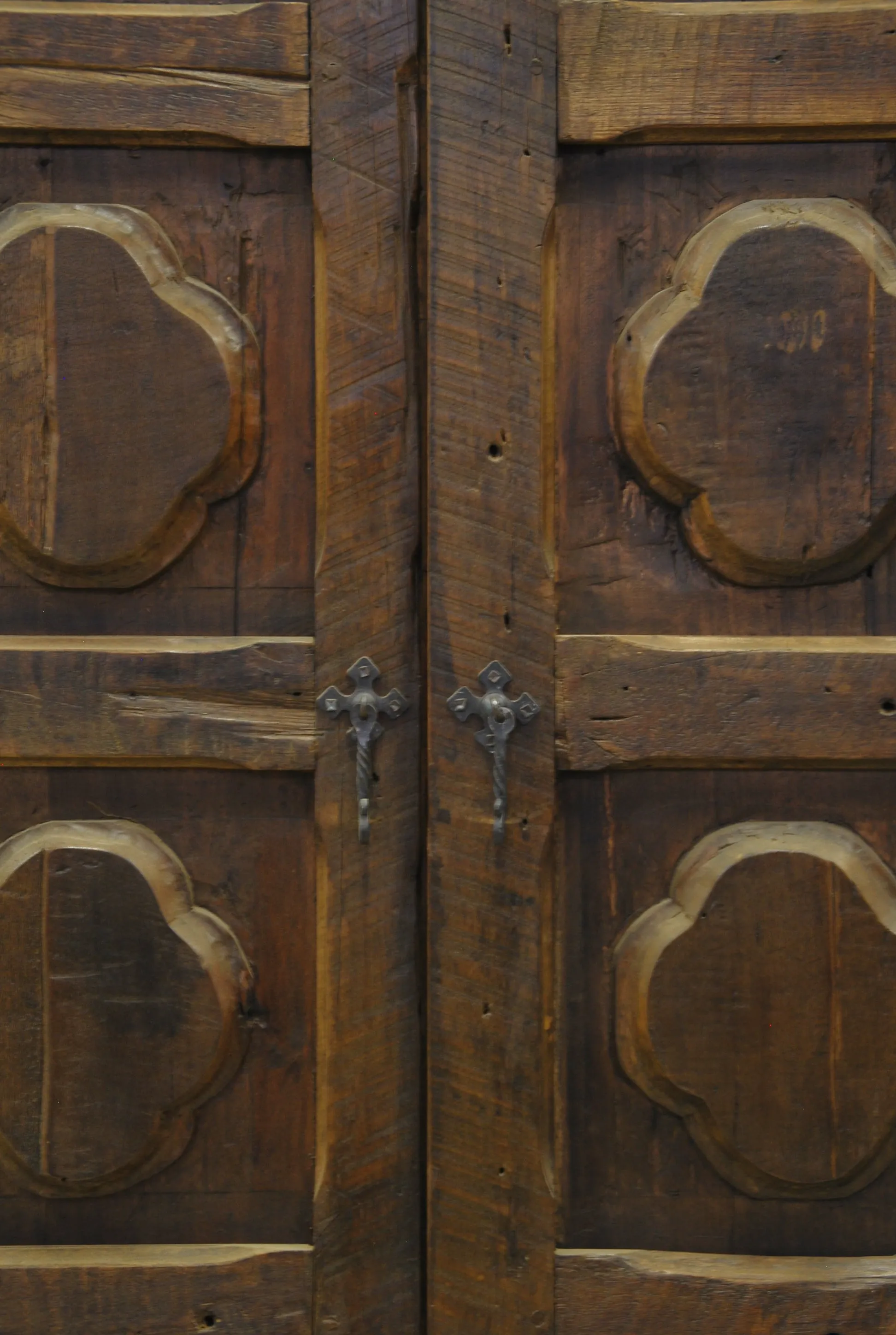 Barn Wood Bookcase - Panel Cross Carving AR-029
