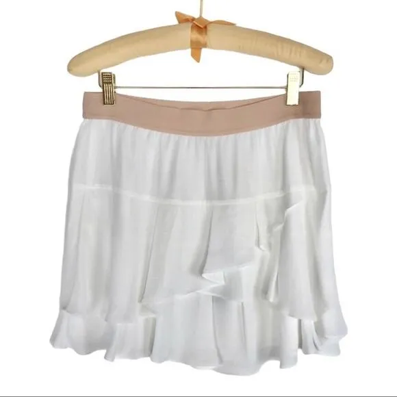 BCBGMaxazria NWT White Ashleah Layered Skater Mini Skirt
