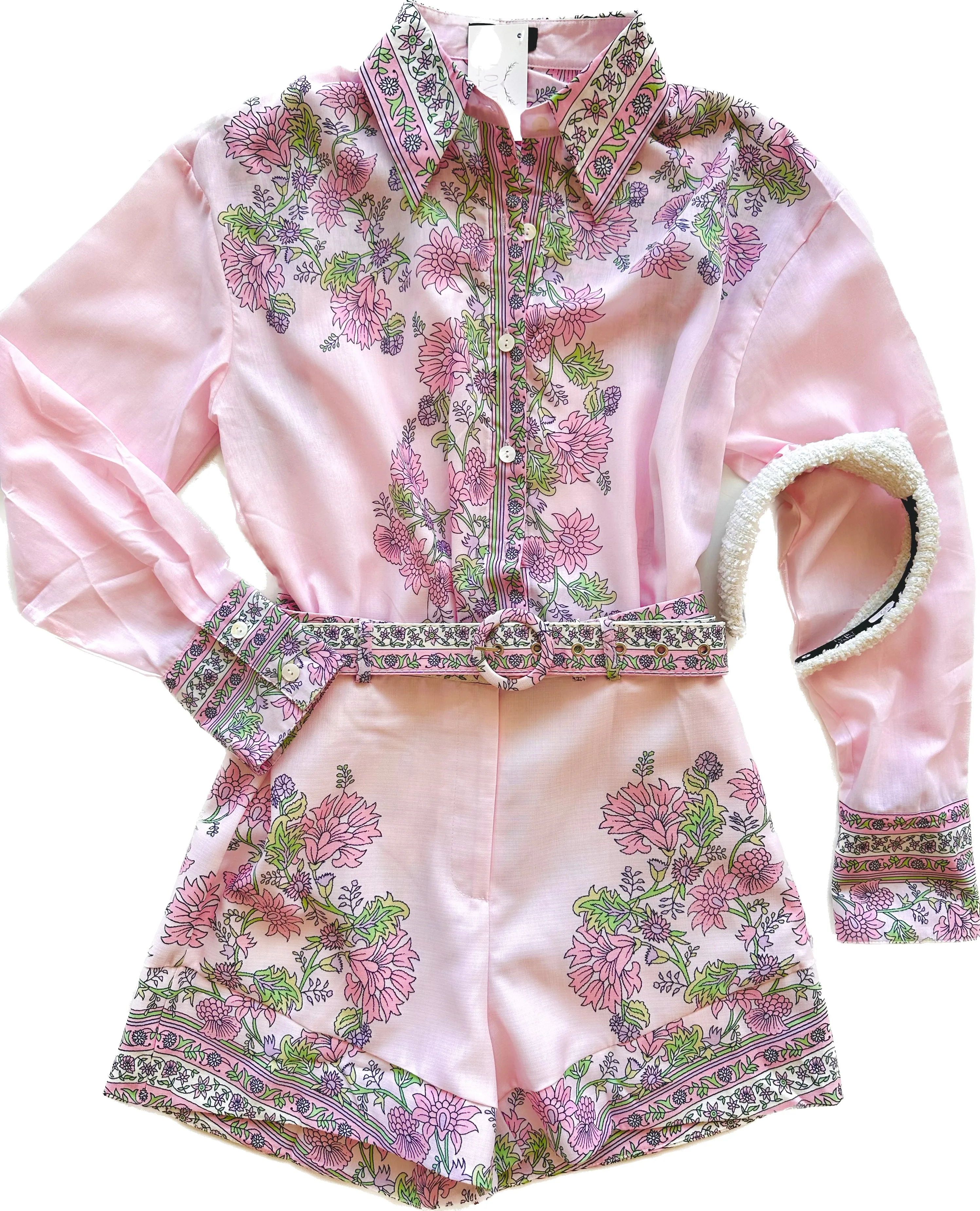 BE6169 Pastel Pink Floral Flowy  Set