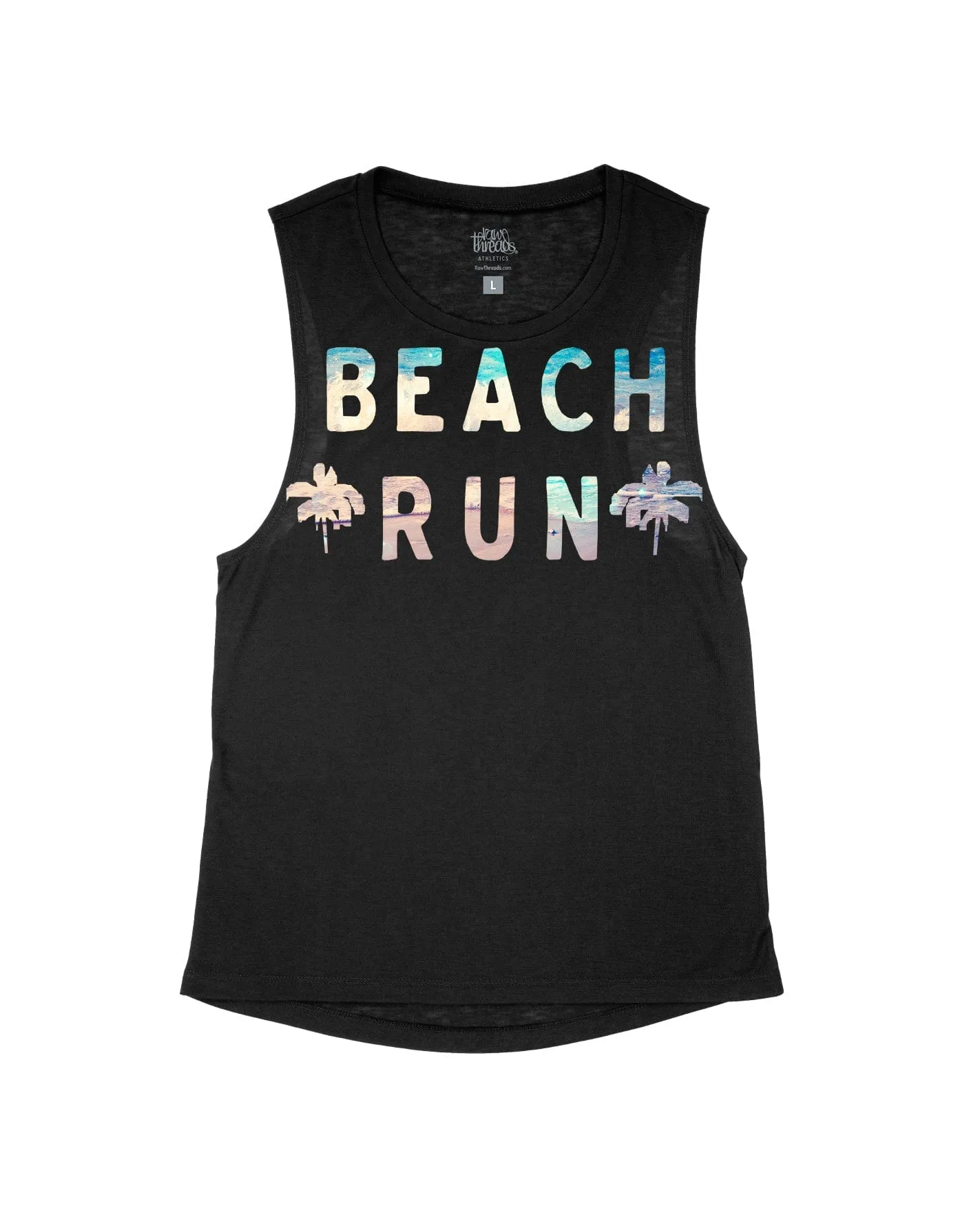 Beach Run with Waves and Sand (2 palm trees)