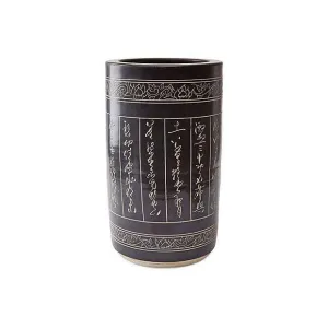 Black Carved Word Vase Umbrella Stand