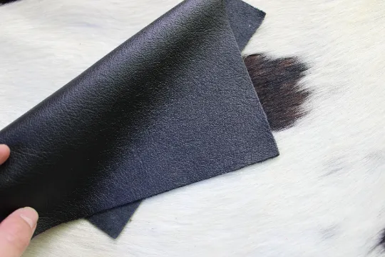 Black Cowhide LEATHER PRE CUT Pieces | 12"x12" Precuts Sheets for Crafts