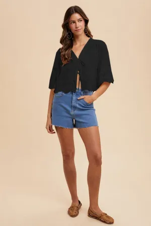 Black Floral Embroidered Top