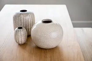 Black Line Naked Raku Craquele Vase