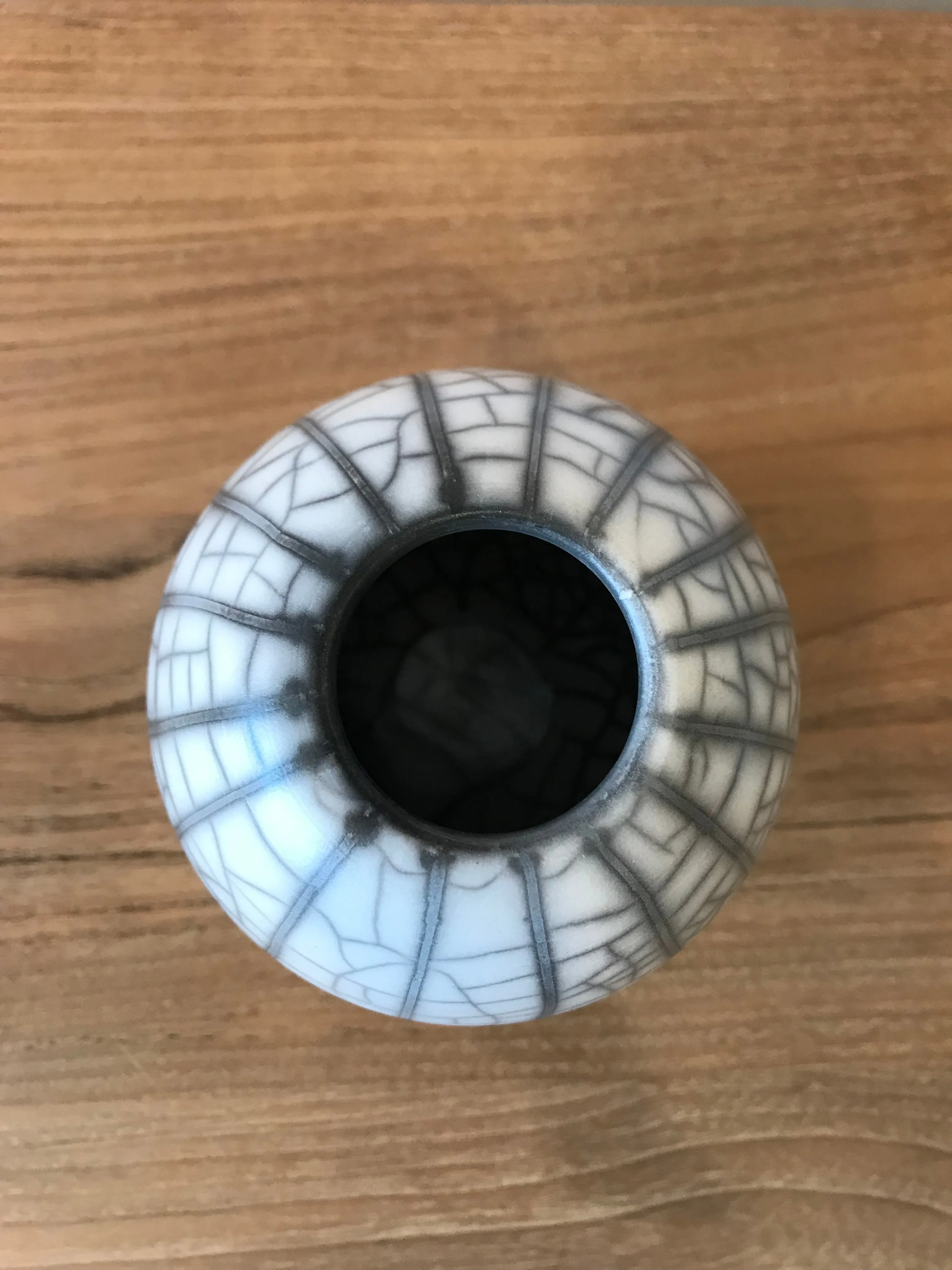 Black Line Naked Raku Craquele Vase