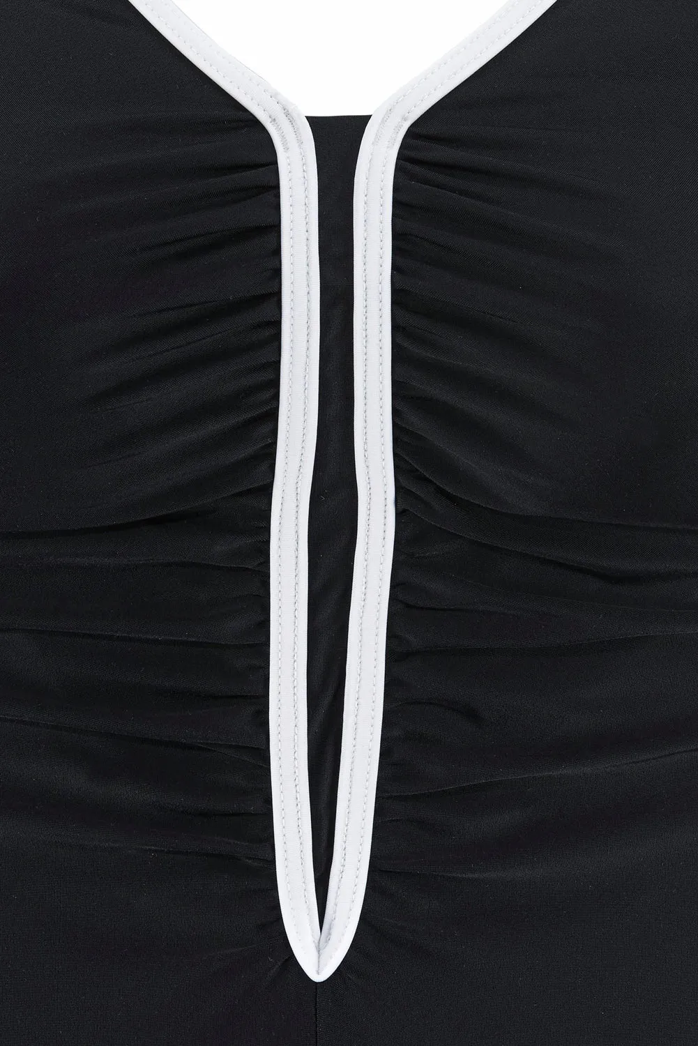 Black Sporty Swimsuit with Contrast Piping