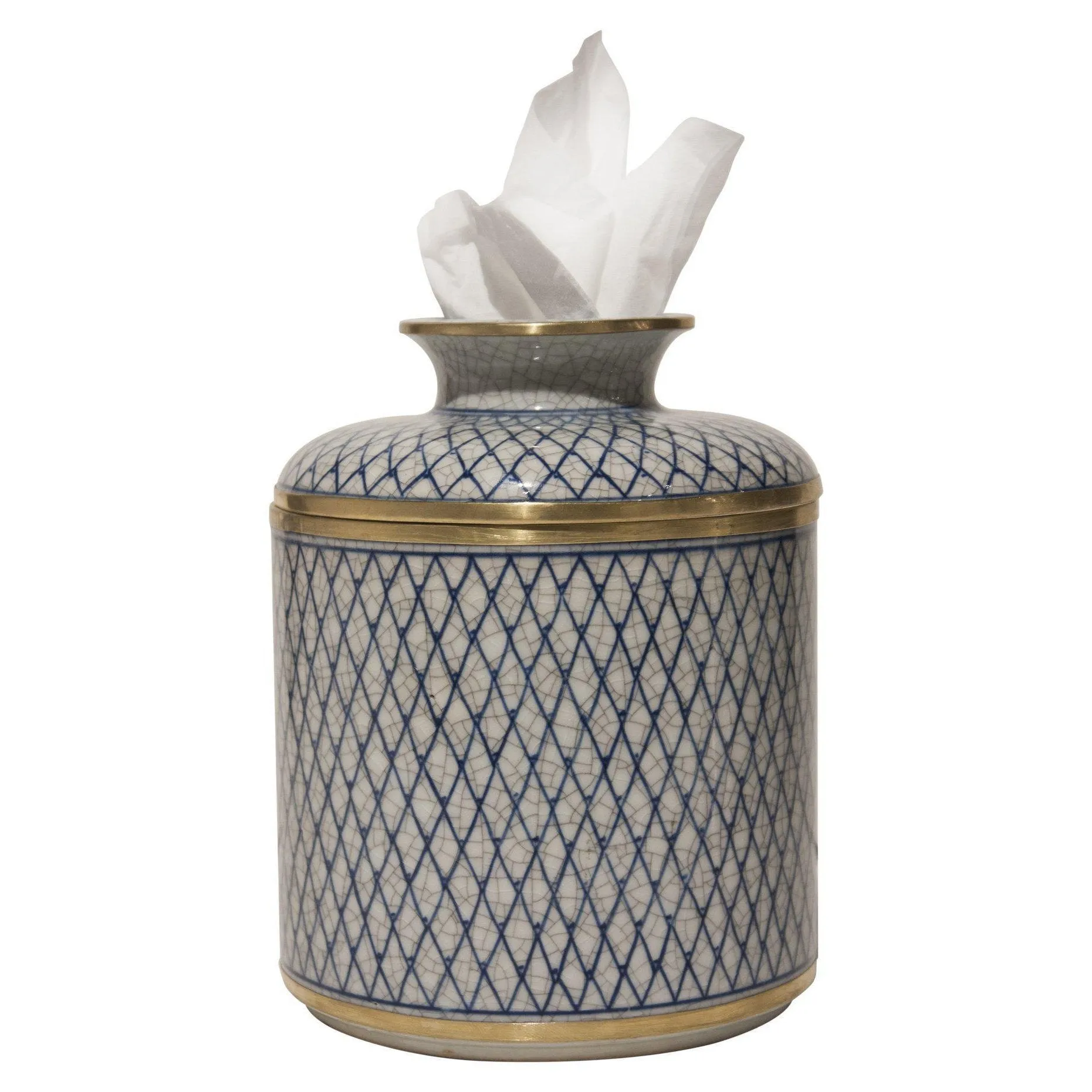 Blue & White Diamond Tissue Box