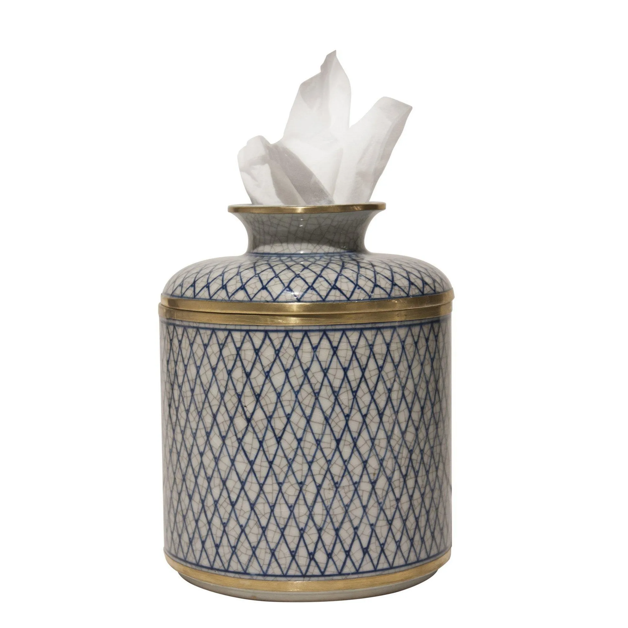 Blue & White Diamond Tissue Box
