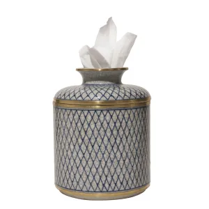 Blue & White Diamond Tissue Box
