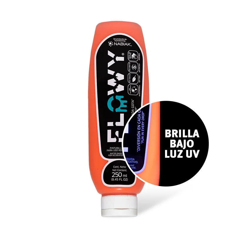 Botella pintura líquida Flowy Naranja Fluorescente - 250 ml