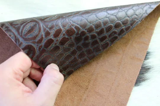 Brown Embossed  Cowhide LEATHER PRE CUT Pieces | 12"x12" Precuts Sheets for Crafts