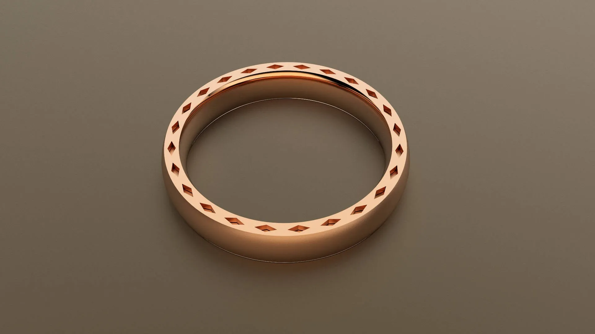 Brushed Rose Gold 4mm Side Design Wedding Band