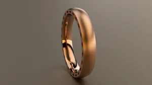 Brushed Rose Gold 4mm Side Design Wedding Band