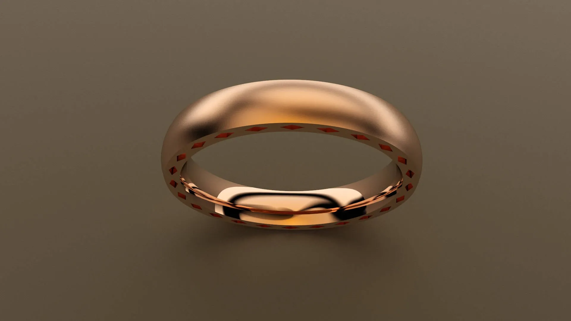 Brushed Rose Gold 4mm Side Design Wedding Band
