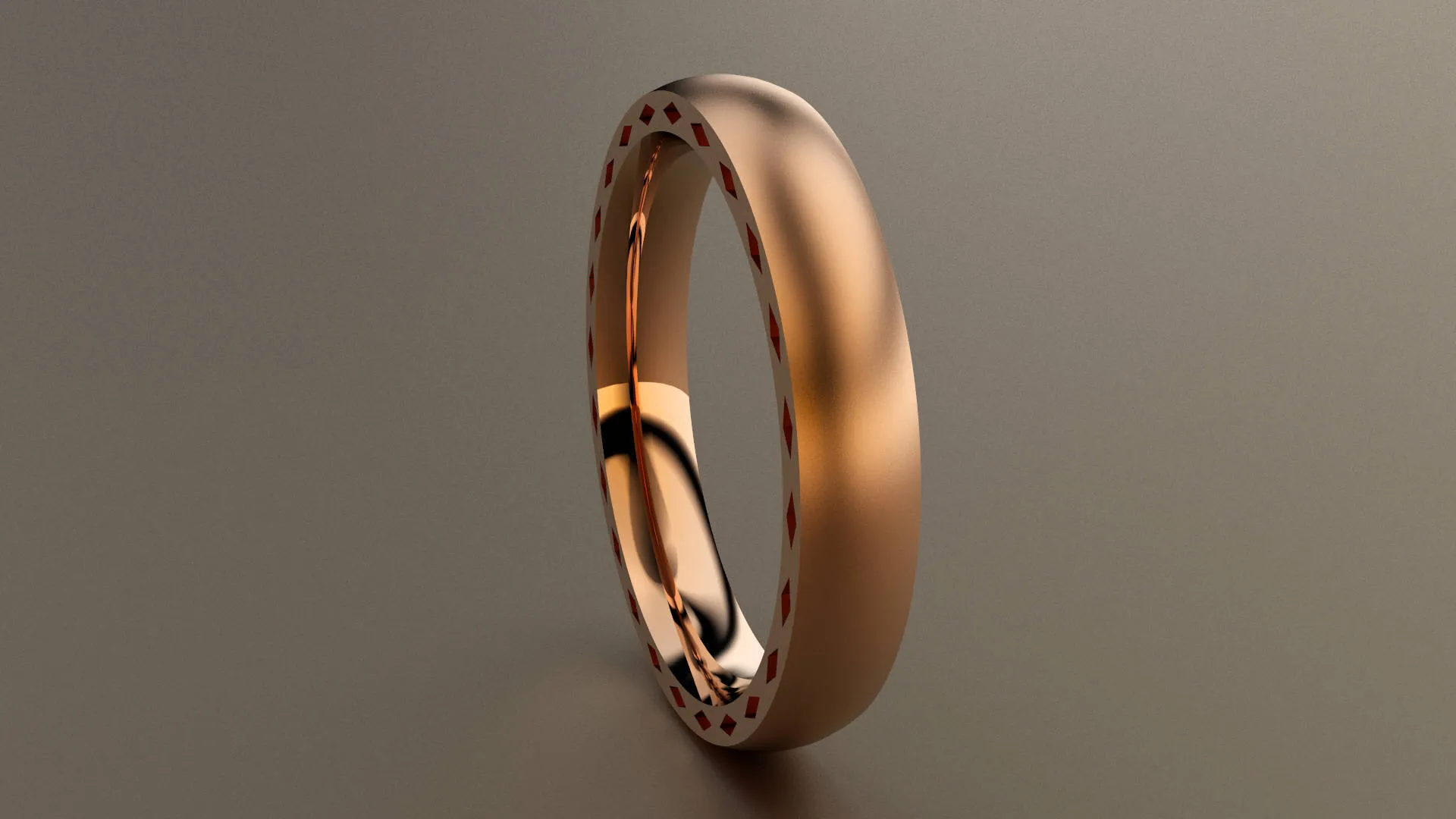 Brushed Rose Gold 4mm Side Design Wedding Band