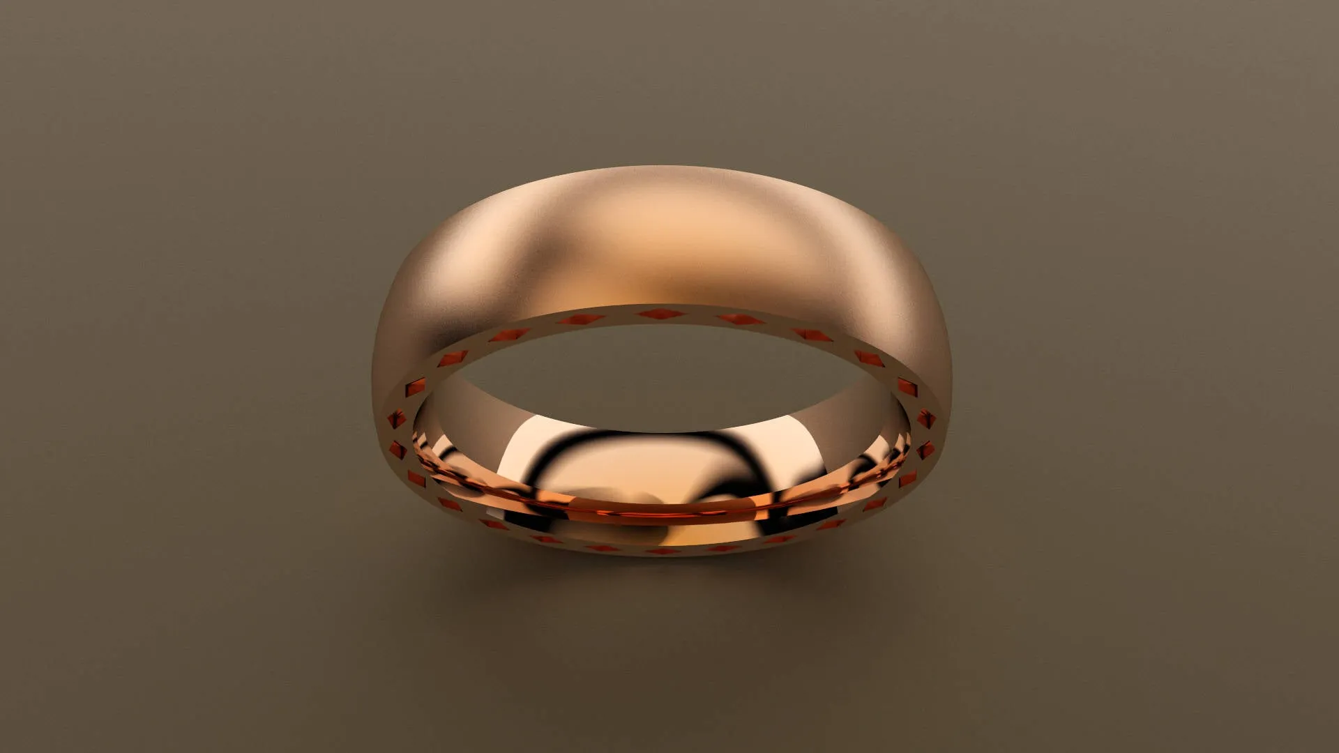 Brushed Rose Gold 6mm Side Design Wedding Band