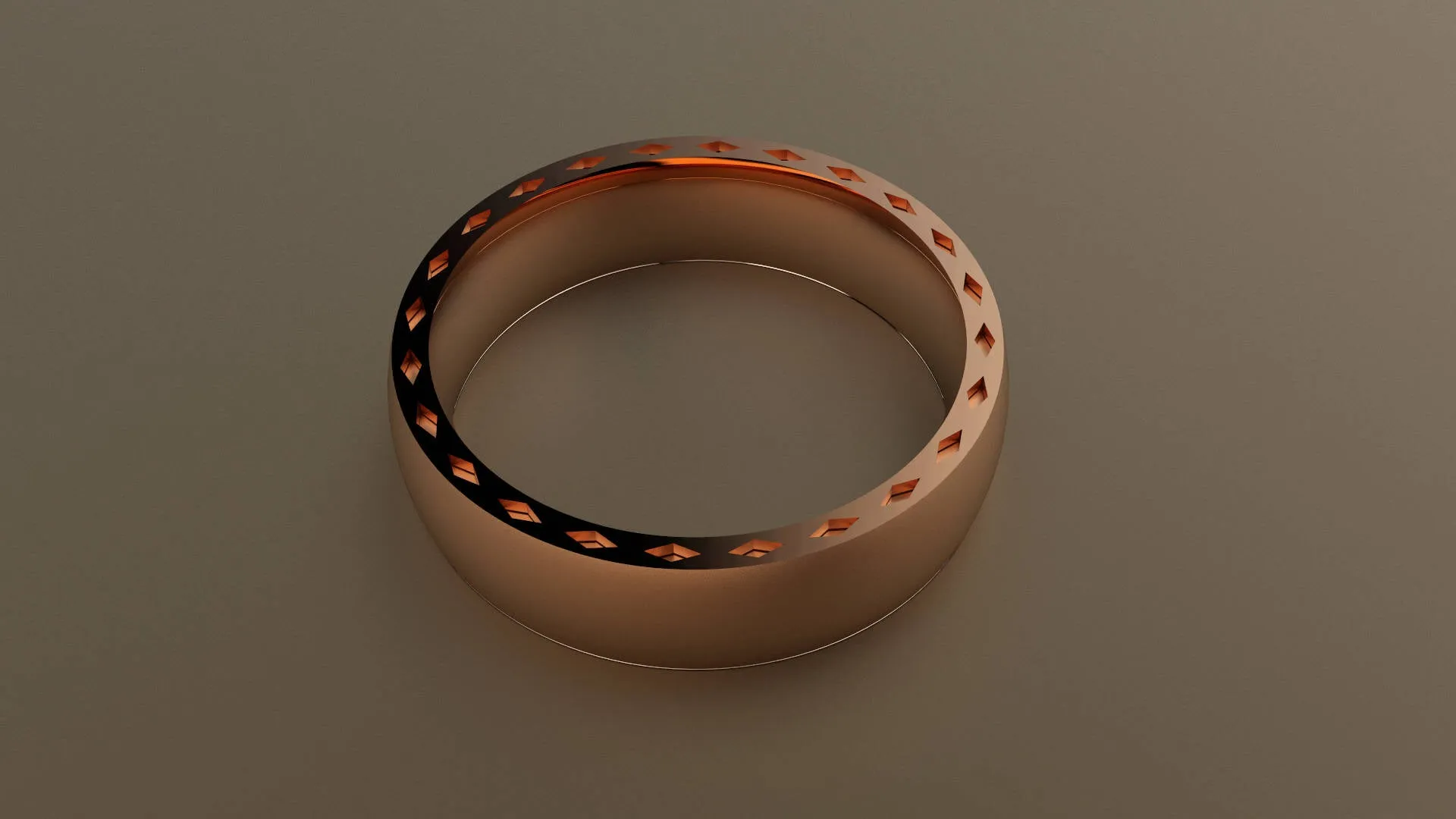 Brushed Rose Gold 6mm Side Design Wedding Band