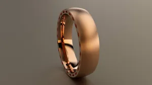 Brushed Rose Gold 6mm Side Design Wedding Band