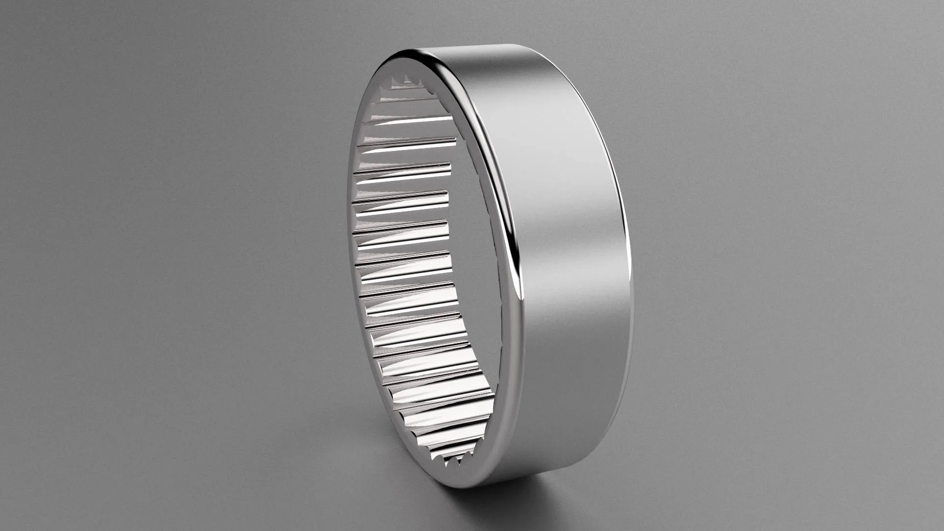 Brushed Sterling Silver 6mm Interior Fluted Wedding Band