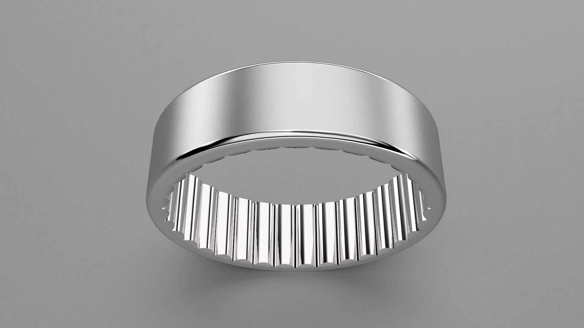 Brushed Sterling Silver 6mm Interior Fluted Wedding Band