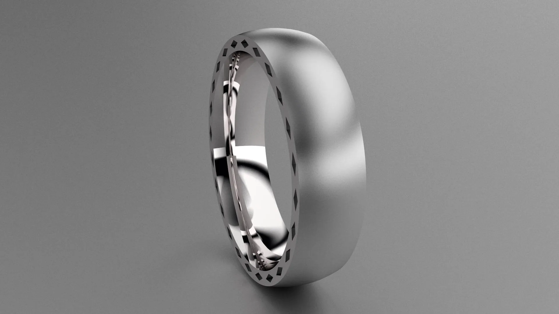 Brushed Sterling Silver 6mm Side Design Wedding Band