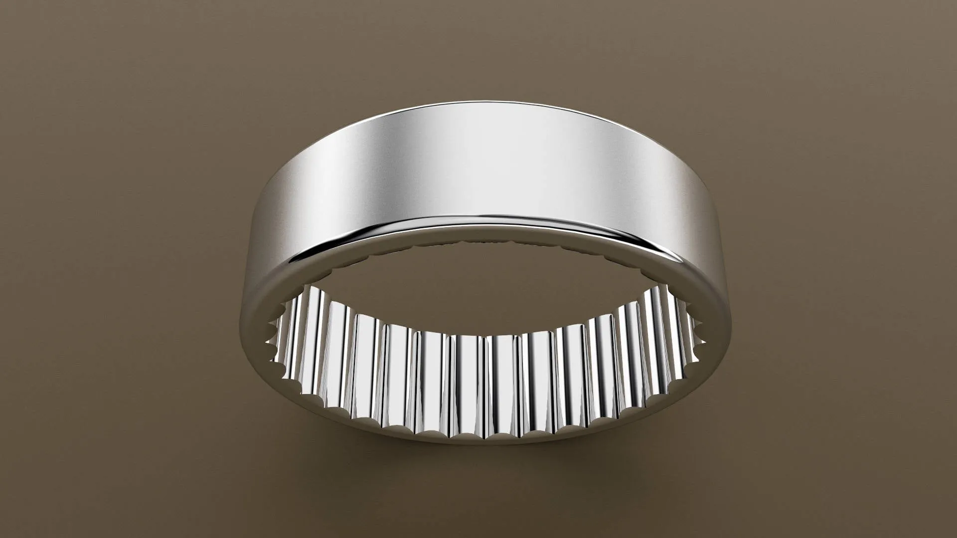 Brushed White Gold 6mm Interior Fluted Wedding Band