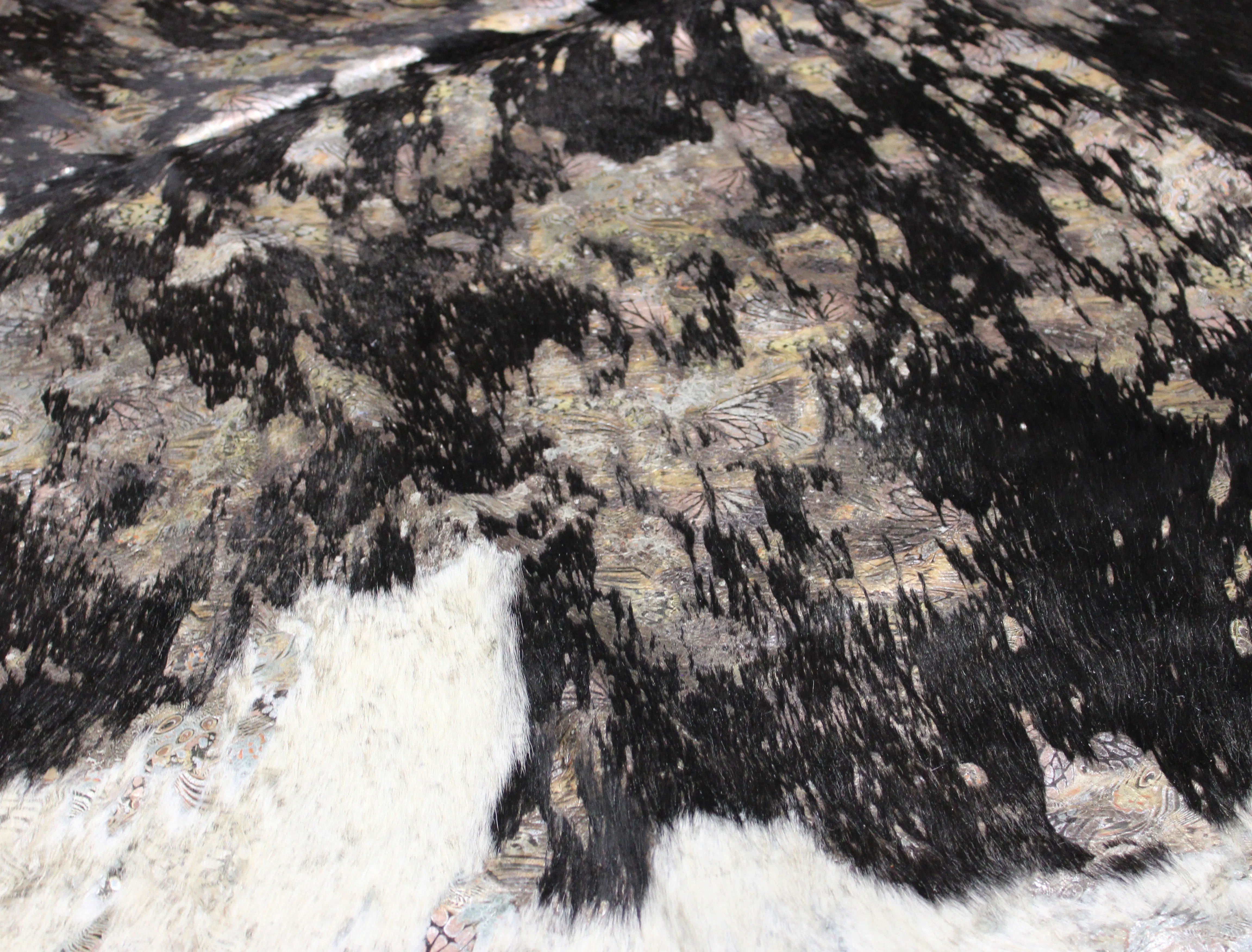 Butterfly Print on Black & white COWHIDE - 85x79 INCHES - Premium Cowhide Leather