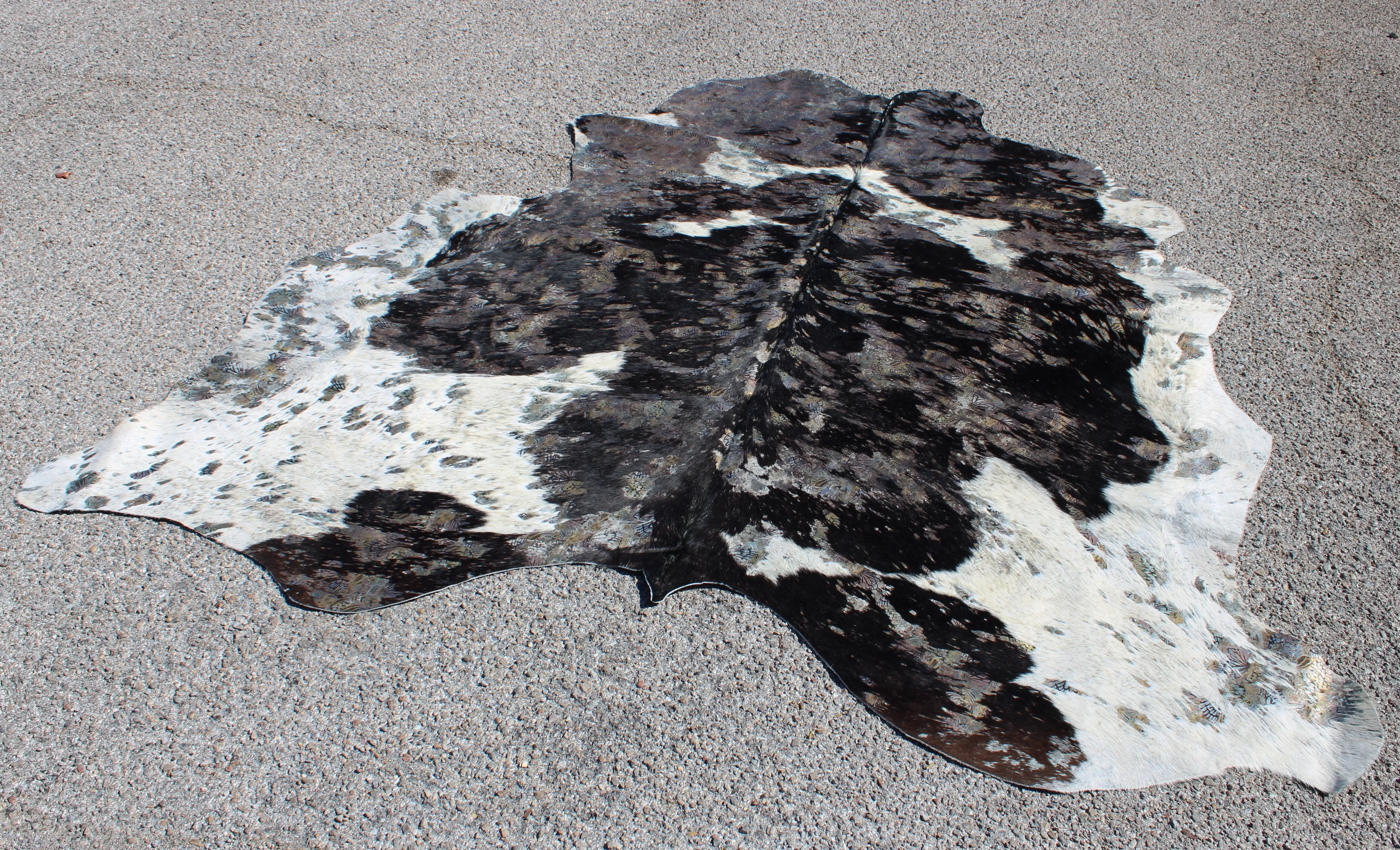 Butterfly Print on Black & white COWHIDE - 85x79 INCHES - Premium Cowhide Leather