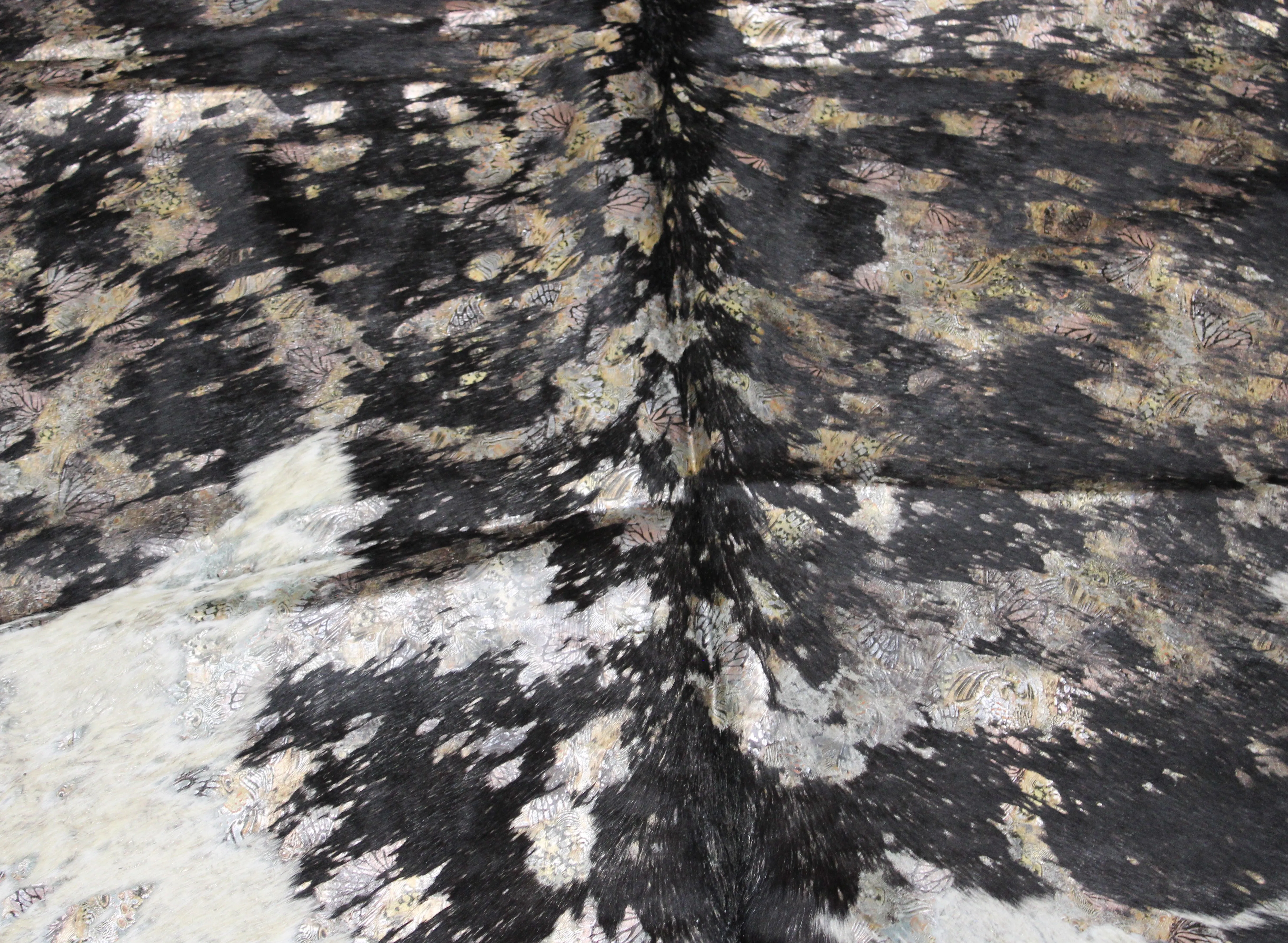 Butterfly Print on Black & white COWHIDE - 85x79 INCHES - Premium Cowhide Leather