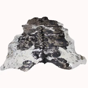 Butterfly Print on Black & white COWHIDE - 85x79 INCHES - Premium Cowhide Leather