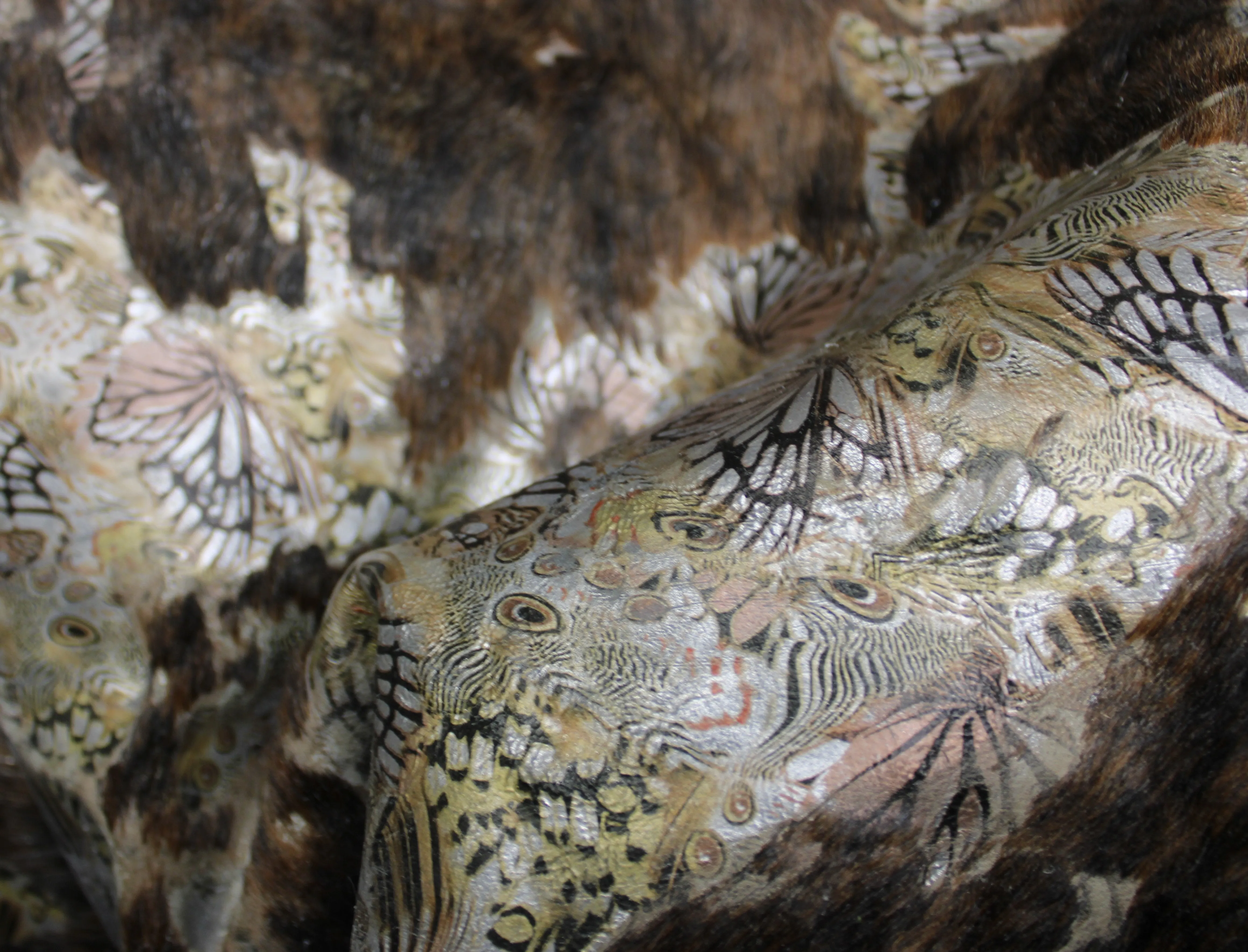 Butterfly Print on Brindle COWHIDE - 80 x 63 INCHES - Premium Cowhide Leather