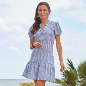 Cabana Life UV Protection Puff Sleeve Tiered Dress