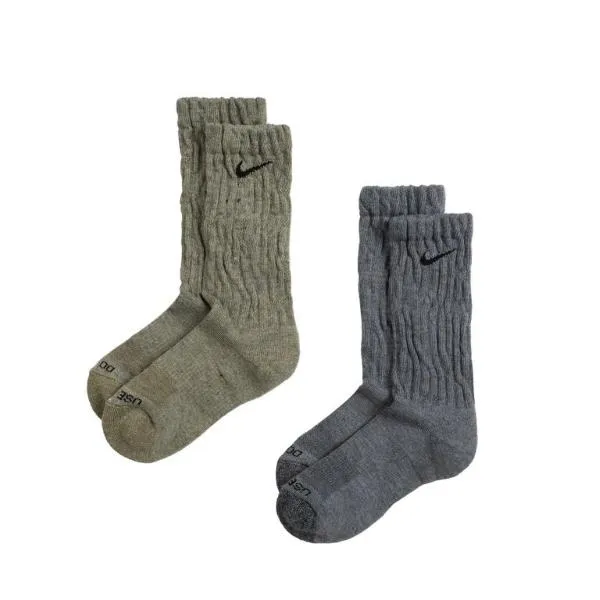 CALZE NIKE COPPIA RUNNING FITNESS SOCKS GRIGIO VERDE 2PAIA EVERYDAY PLUS