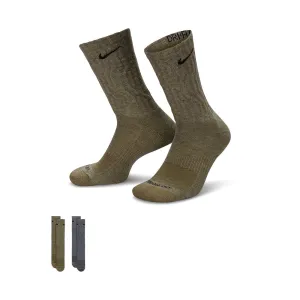 CALZE NIKE COPPIA RUNNING FITNESS SOCKS GRIGIO VERDE 2PAIA EVERYDAY PLUS
