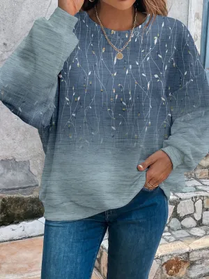 Casual Round Neck Long Sleeve Loose Sweatshirt